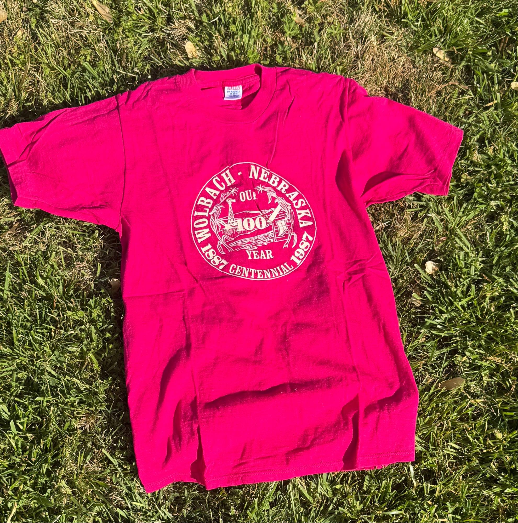 Vintage 1980s Nebraska hot pink anniversary shirt men’s medium 